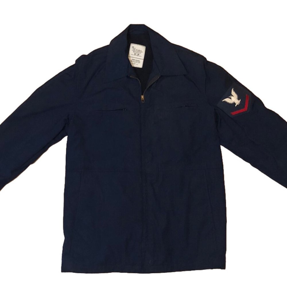 US Navy Men's Utility Jacket Blue 38R Full Zip Long Sleeve Lined Pockets